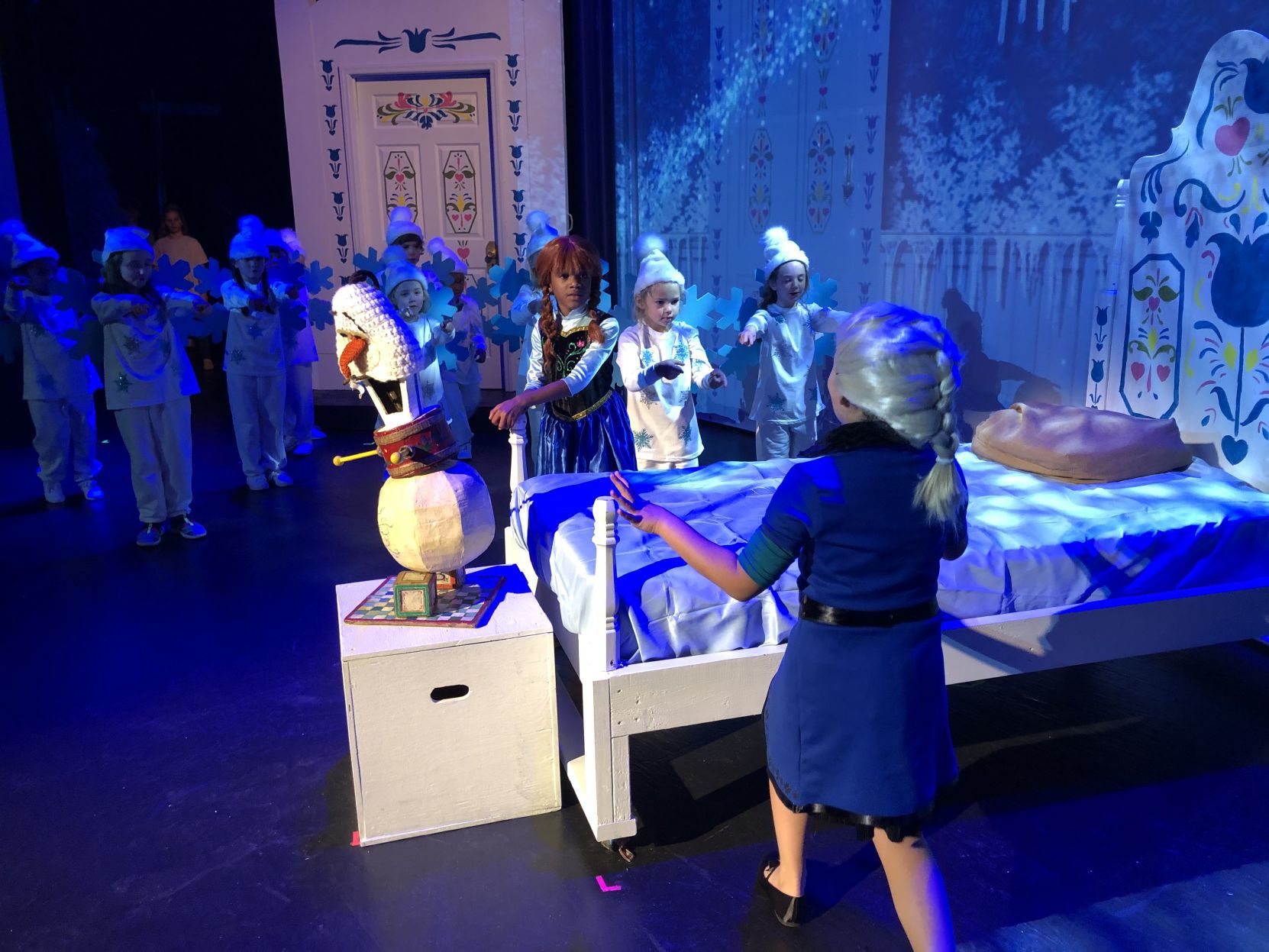 Frozen Young Anna and Elsa and snowflakes